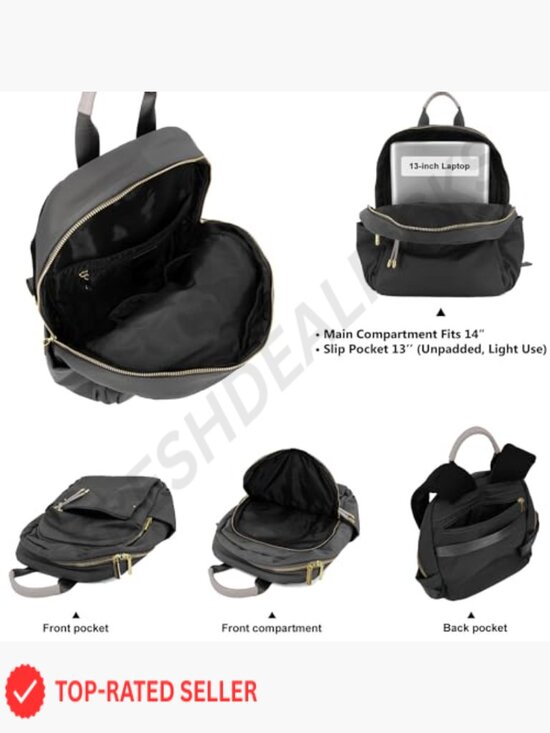Fashion Nylon Backpack Gold Hardware Water-Resistant Daypack Laptop Work